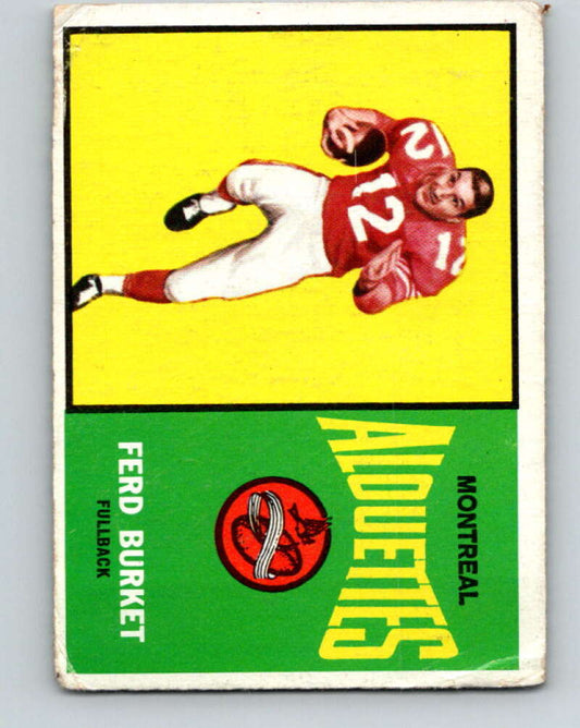 1964 Topps CFL Football #45 Ferd Burket,,Montrea Alouettes  V32765