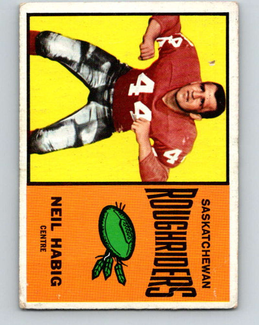 1964 Topps CFL Football #62 Neil Habig, Sask. Roughriders  V32770