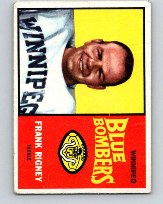 1964 Topps CFL Football #84 Frank Rigney, Winnipeg Bllue Bombers  V32784