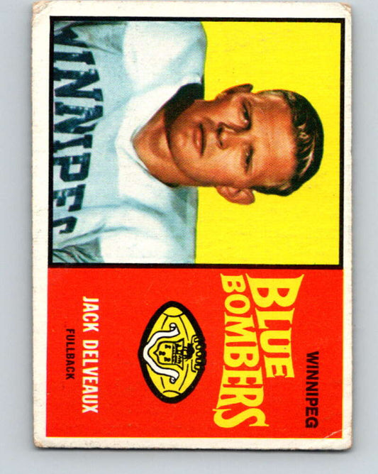 1964 Topps CFL Football #85 Jack Delveaux, Winnipeg Blue Bombers  V32785