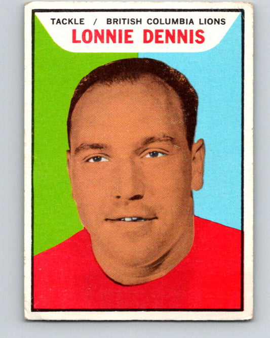1965 Topps CFL Football #6 Lonnie Dennis, British Columbia Lions  V32790