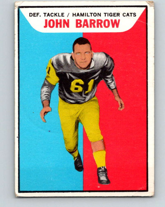 1965 Topps CFL Football #46 John Barrow, Hamilton Tiger Cats  V32816