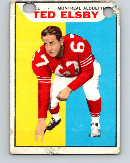 1965 Topps CFL Football #65 Ted Elsby, Montreal Alouettes  V32828