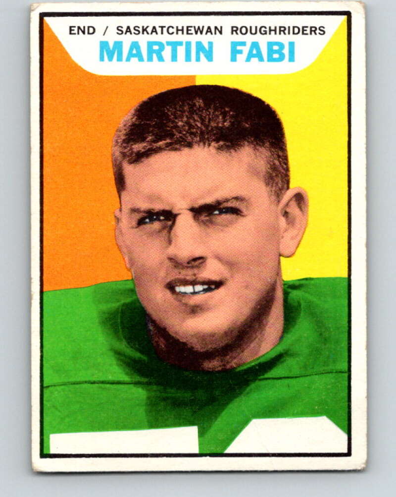 1965 Topps CFL Football #94 Martin Fabi, Sask. Roughriders  V32843