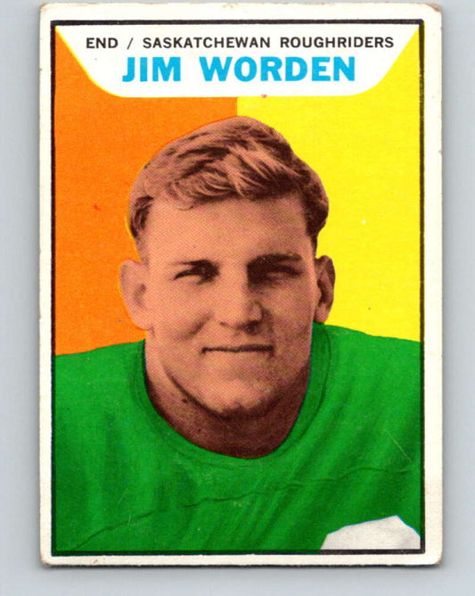 1965 Topps CFL Football #102 Jim Worden, Sask. Roughriders  V32847