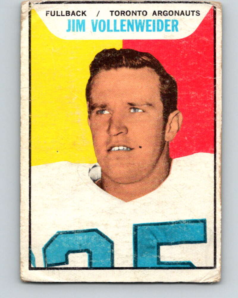 1965 Topps CFL Fooball #116 Jim Vollenweider, Toronto Argonauts  V32858