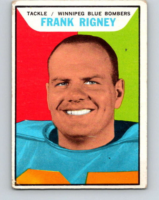 1965 Topps CFL Football #128 Frank Rigney, Winnipeg Blue Bombers  V32863