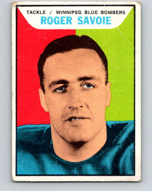 1965 Topps CFL Football #129 Roger Savoie, Winnipeg Blue Bombers  V32864