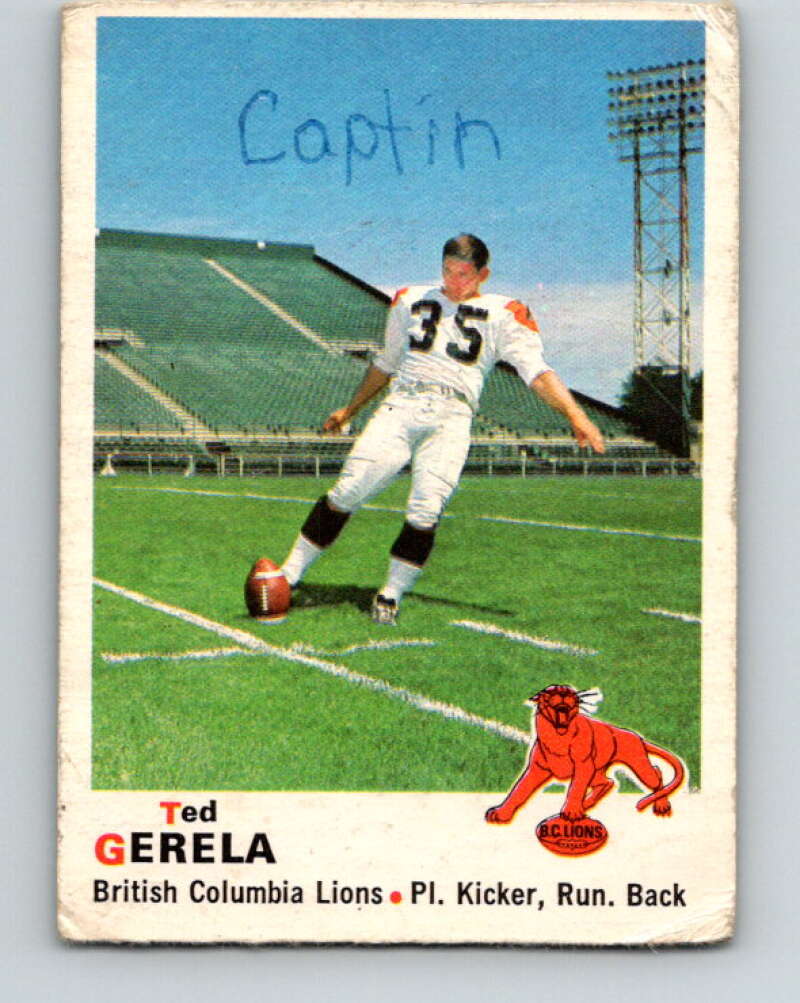 1970 O-Pee-Chee CFL Football #31 Ted Gerela, British Columbia Lions  V32929