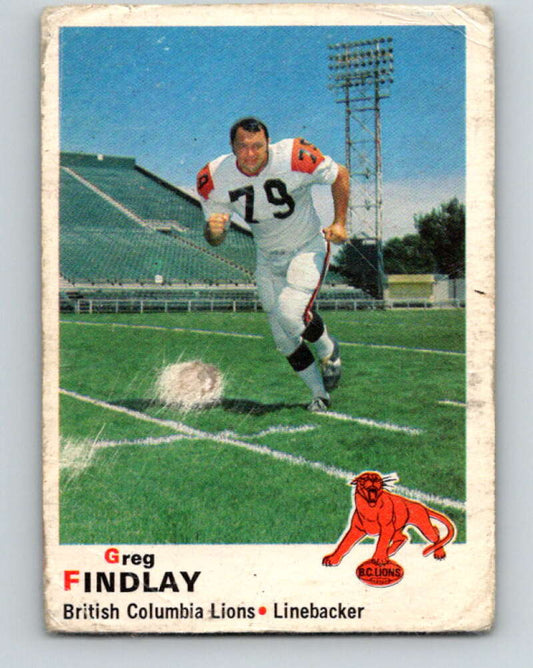1970 O-Pee-Chee CFL Football #35 Greg Findlay, British Columbia Lions  V32932