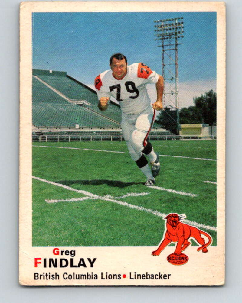 1970 O-Pee-Chee CFL Football #35 Greg Findlay, British Columbia Lions  V32933