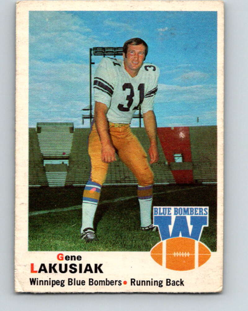 1970 O-Pee-Chee CFL Football #66 Gene Lakusiak, Winnipeg Blue Bombers  V32942