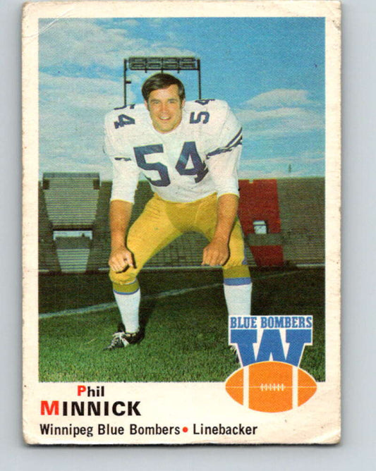 1970 O-Pee-Chee CFL Football #67 Phil Minnick, Winnipeg Blue Bombers  V32945