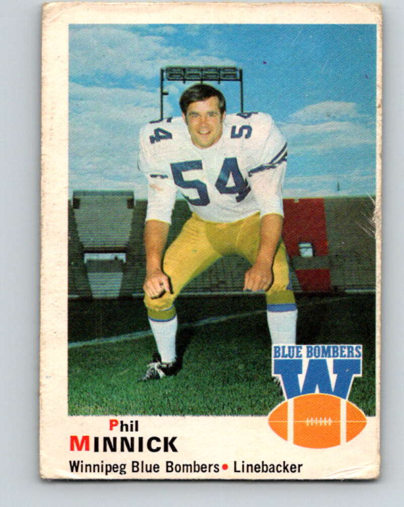 1970 O-Pee-Chee CFL Football #67 Phil Minnick, Winnipeg Blue Bombers  V32946