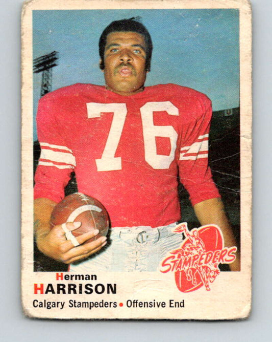1970 O-Pee-Chee CFL Football #95 Herman Harrison, Calgary Stampeders  V32957
