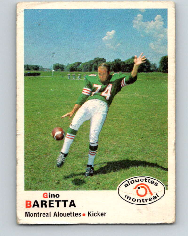 1970 O-Pee-Chee CFL Football #104 Gino Baretta, Montreal Alouettes  V32962