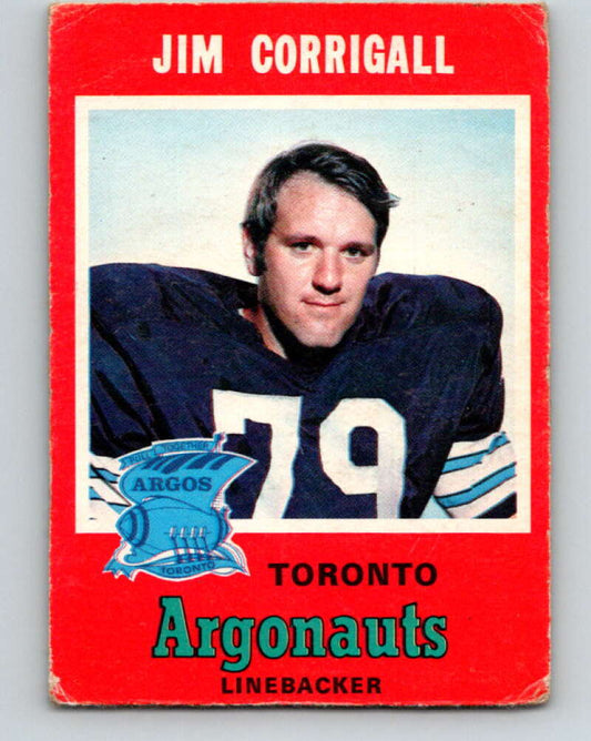 1971 O-Pee-Chee CFL Football #5 Jim Corrigall, Toronto Argonauts  V32968