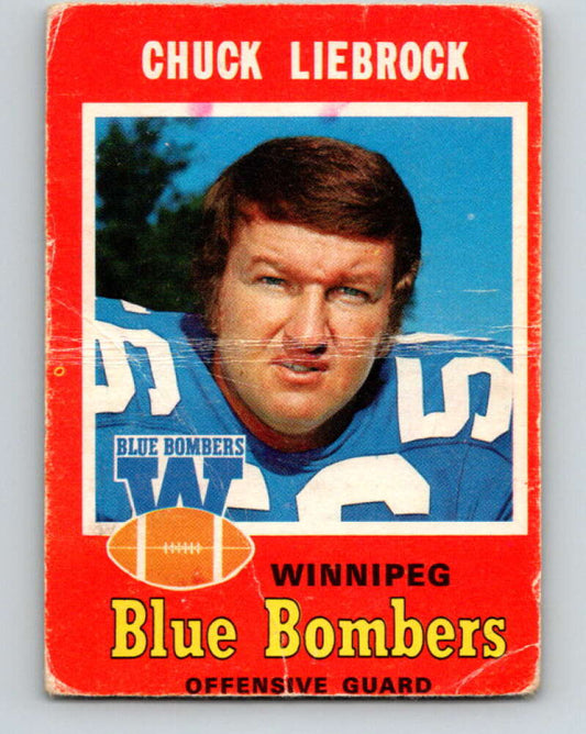 1971 O-Pee-Chee CFL Football #21 Chuck Liebrock, Winnipeg Blue Bombers  V32974
