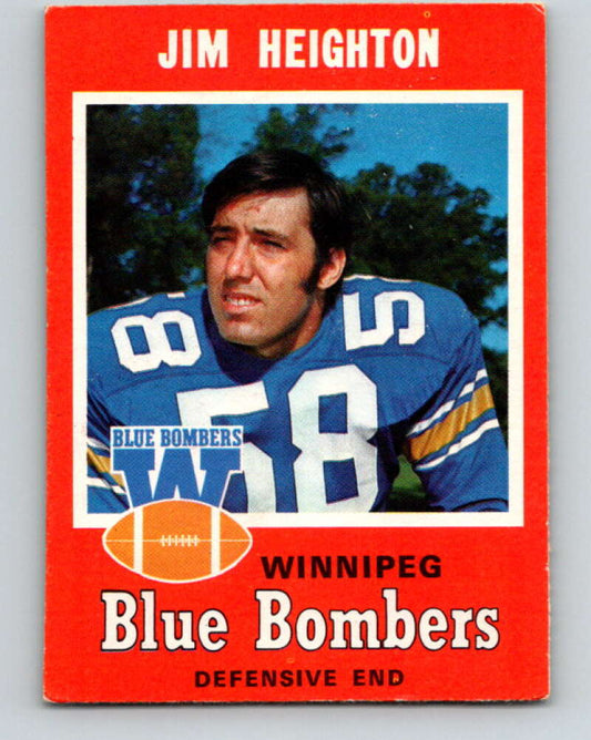 1971 O-Pee-Chee CFL Football #27 Jim Heighton, Winnipeg Blue Bombers  V32982