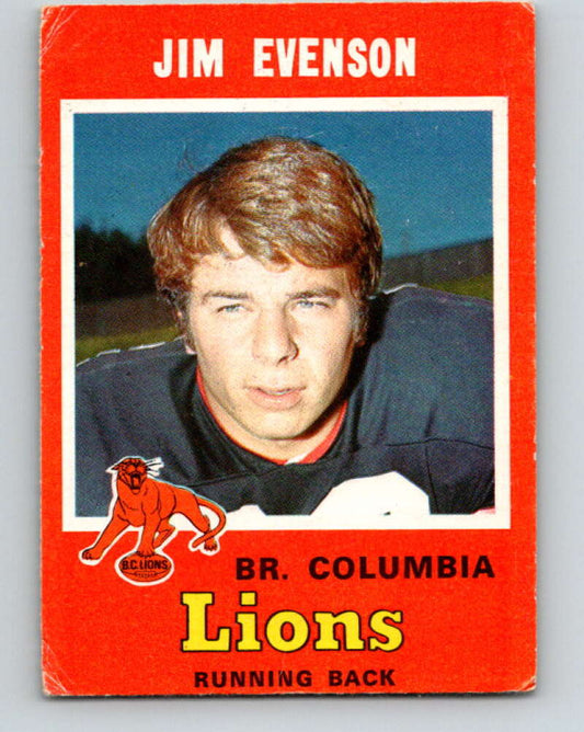 1971 O-Pee-Chee CFL Football #41 Jim Evenson, British Columbia Lions  V32987