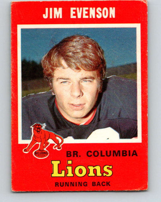 1971 O-Pee-Chee CFL Football #41 Jim Evenson, British Columbia Lions  V32988