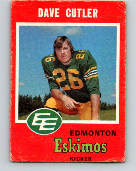 1971 O-Pee-Chee CFL Football #52 Dave Cutler, Edmonton Eskimos  V32994