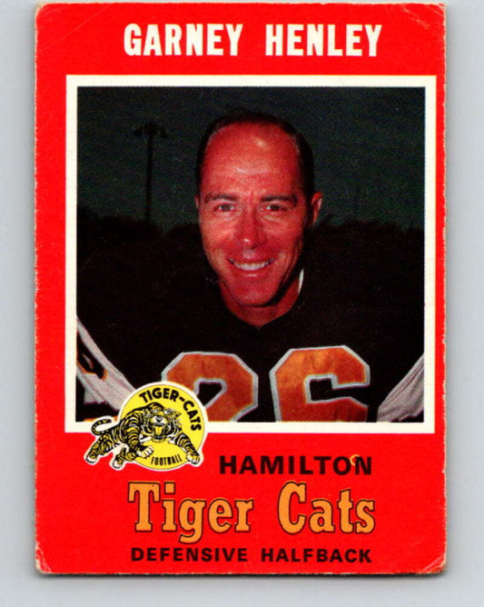 1971 O-Pee-Chee CFL Football #65 Garney Henley, Hamilton Tiger Cats  V33002