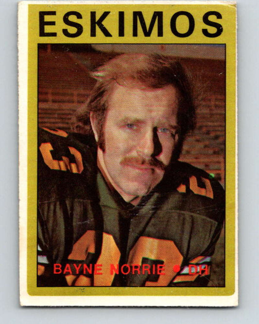 1972 O-Pee-Chee CFL Football #99 Bayne Norrie, Eskimos  V33066