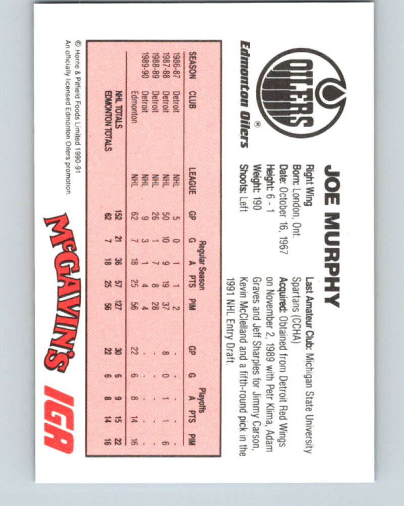 1990-91 IGA Edmonton Oilers #20 Joe Murphy  Edmonton Oilers  V33090