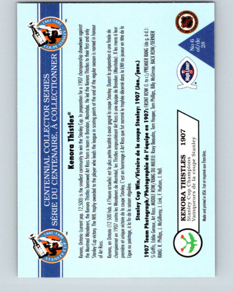 1992-93 High Liner Stanley Cup #6 Kenora Thistles   V33126