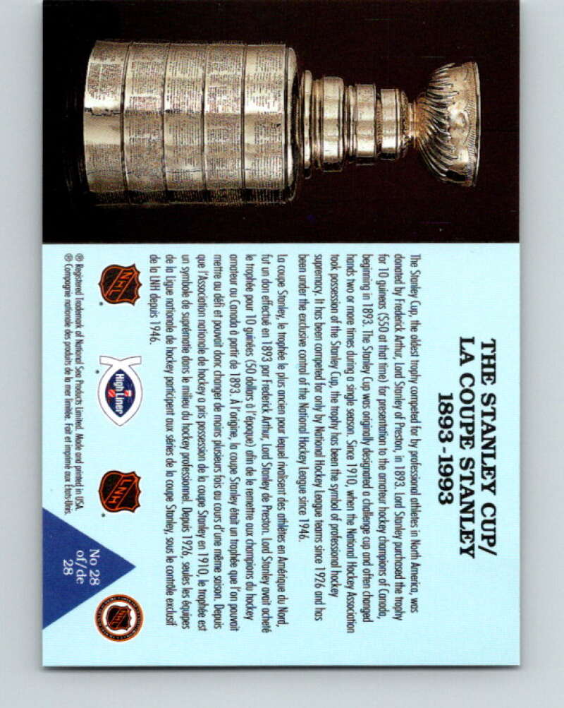 1992-93 High Liner Stanley Cup #28 Checklist   V33173