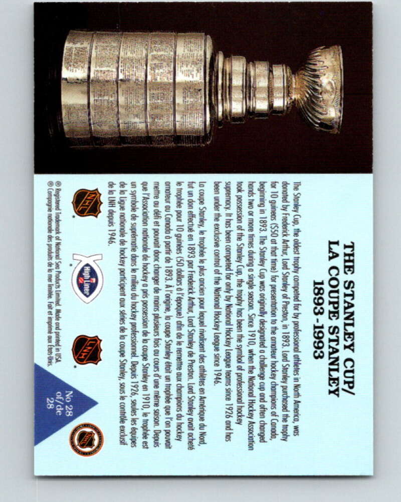 1992-93 High Liner Stanley Cup #28 Checklist   V33176