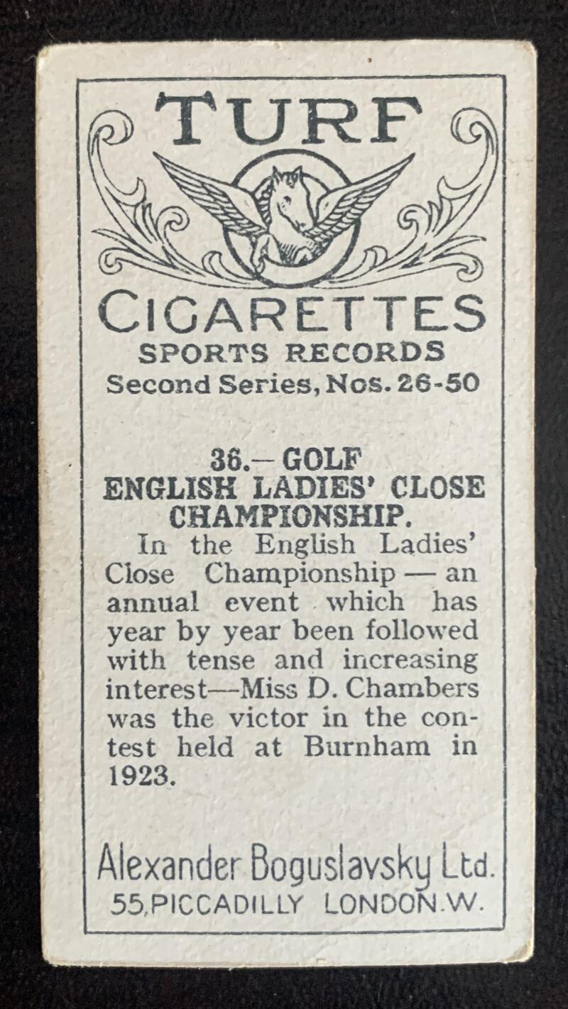 1925 Turf Cigarettes #36 English Ladies Championship Vintage Golf Card V33246