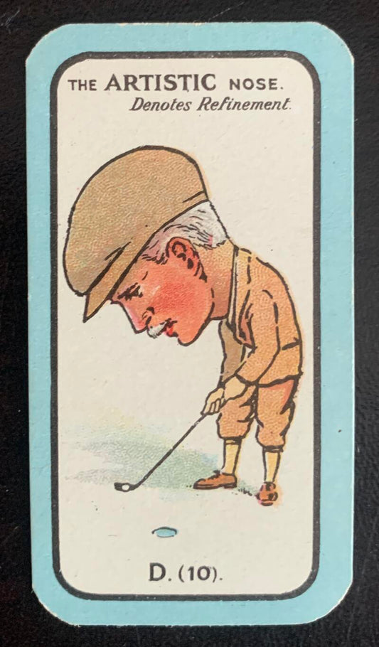 1927 Carreras The Nose Game  D.(10) Artistic Vintage Golf Card V33260