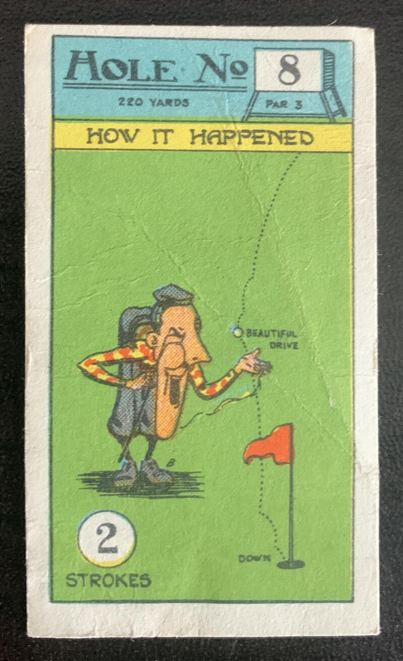1927 Imperial Tobacco Smokers Game Hole No. 8 Vintage Golf Card V33264
