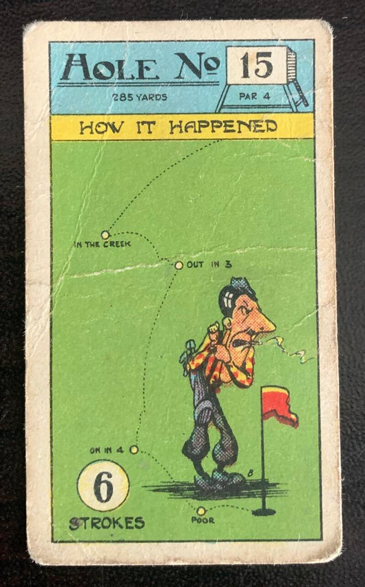 1927 Imperial Tobacco Smokers Game Hole No. 15 Vintage Golf Card V33267