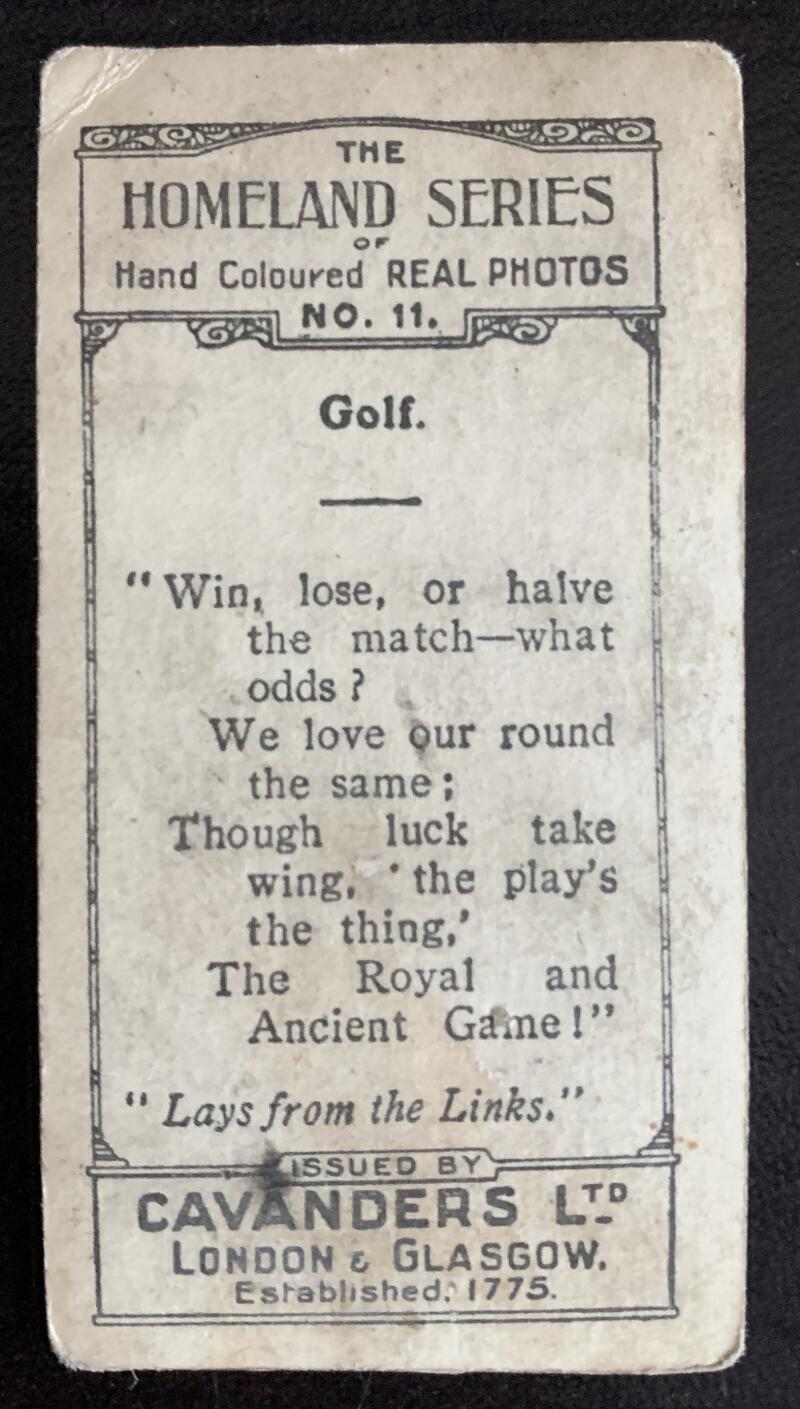 1932 Imperial Tobacco Homeland Series #11 "Golf" Vintage Golf Card V33272
