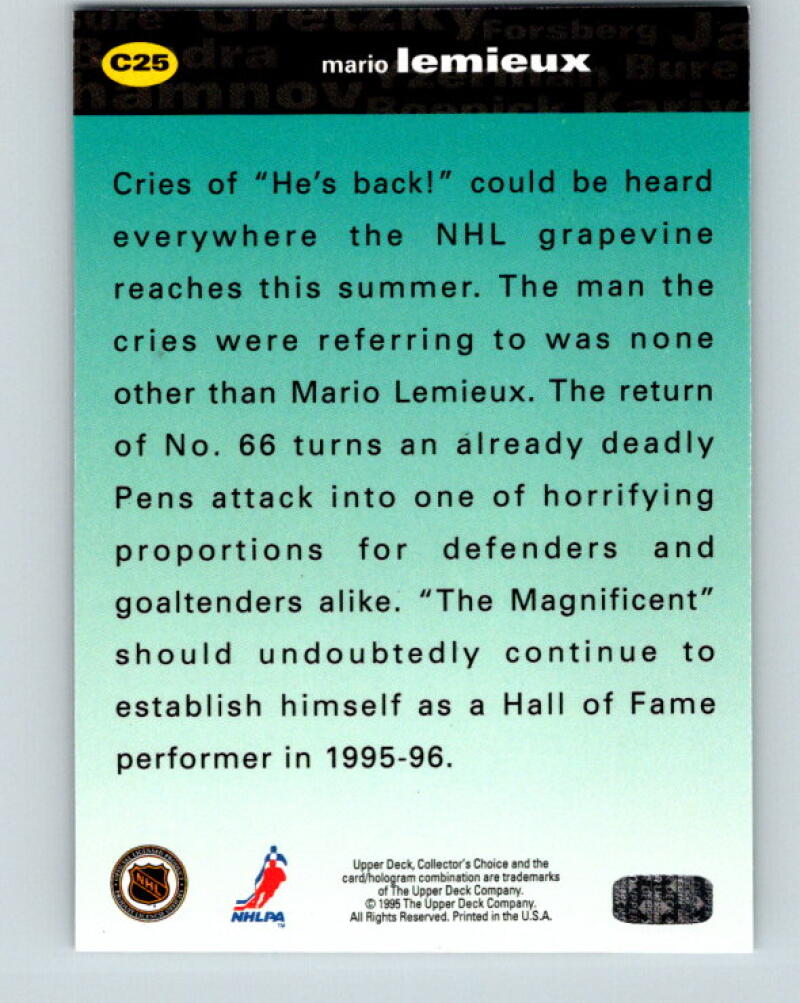 1995-96 Collector's Crash the Game Silver #C25 Mario Lemieux V33328