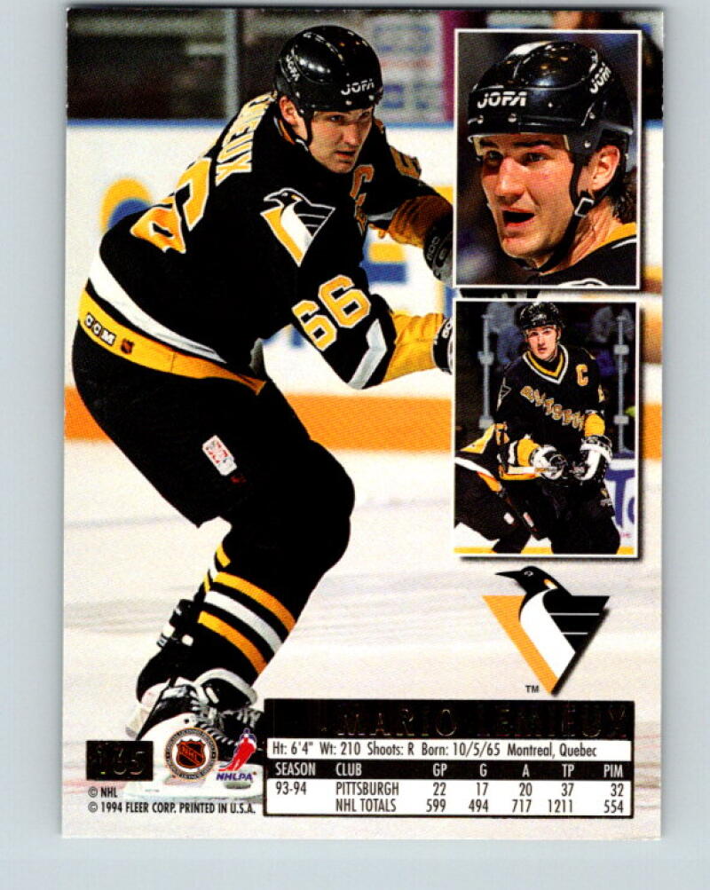 1994-95 Ultra #165 Mario Lemieux MINT Pittsburgh Penguins V33340