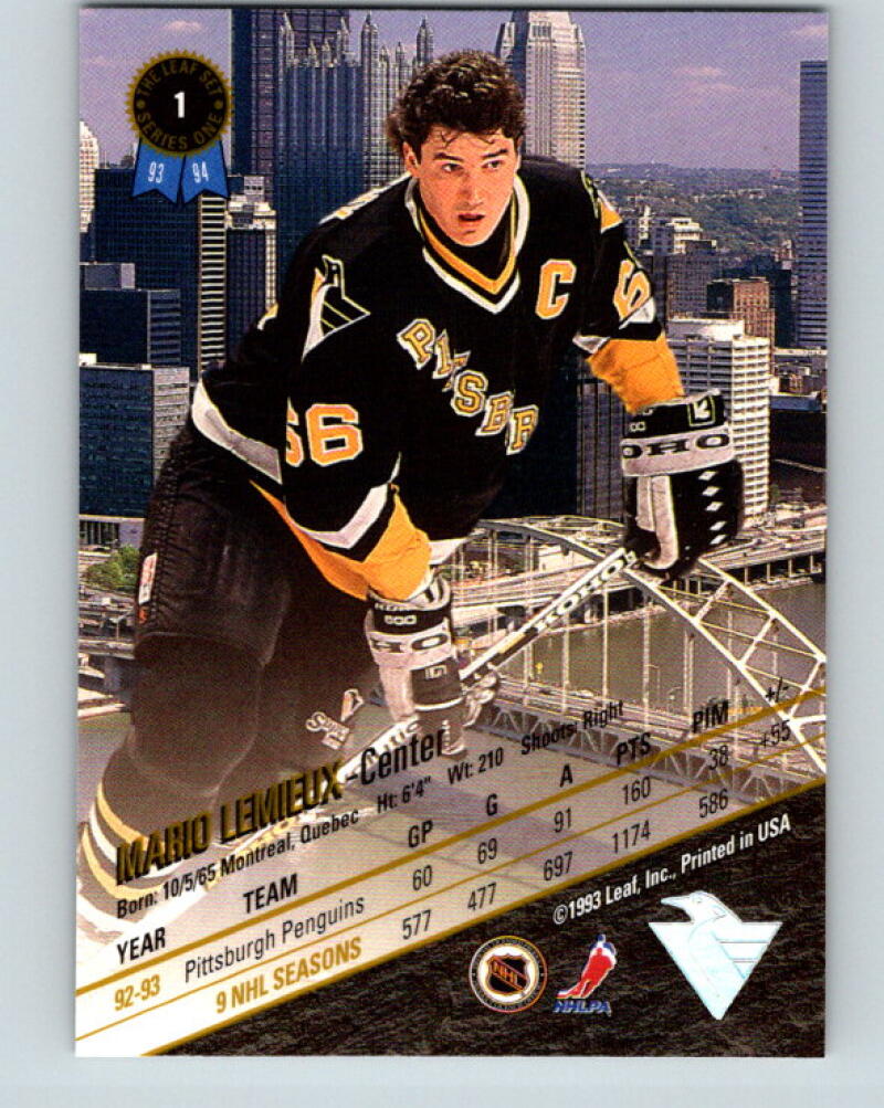 1993-94 Leaf #1 Mario Lemieux MINT Pittsburgh Penguins V33358
