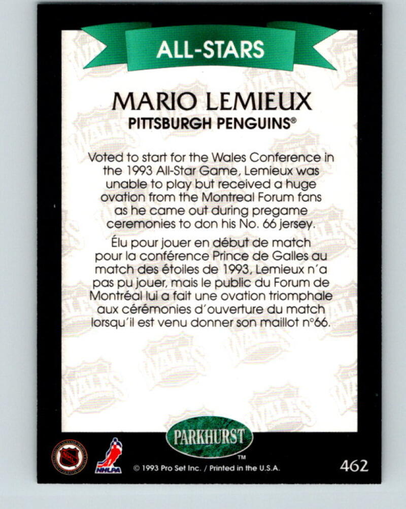 1992-93 Parkhurst #462 Mario Lemieux AS MINT Pittsburgh Penguins V33365