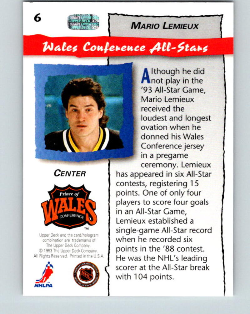 1993-94 Upper Deck Locker All-Stars #6 Mario Lemieux MINT Penguins V33374