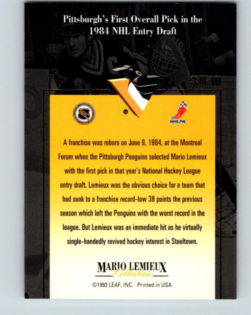 1993-94 Leaf Mario Lemieux #3 Mario Lemieux Pittsburgh Penguins V33395