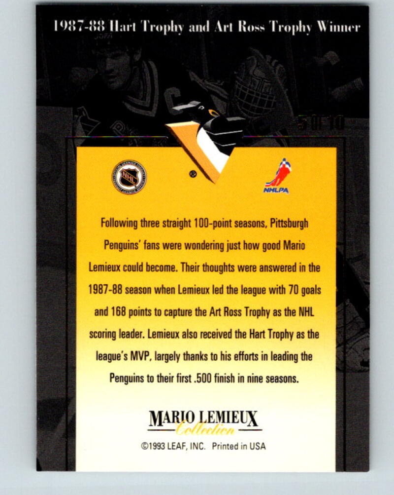 1993-94 Leaf Mario Lemieux #5 Mario Lemieux Pittsburgh Penguins V33399