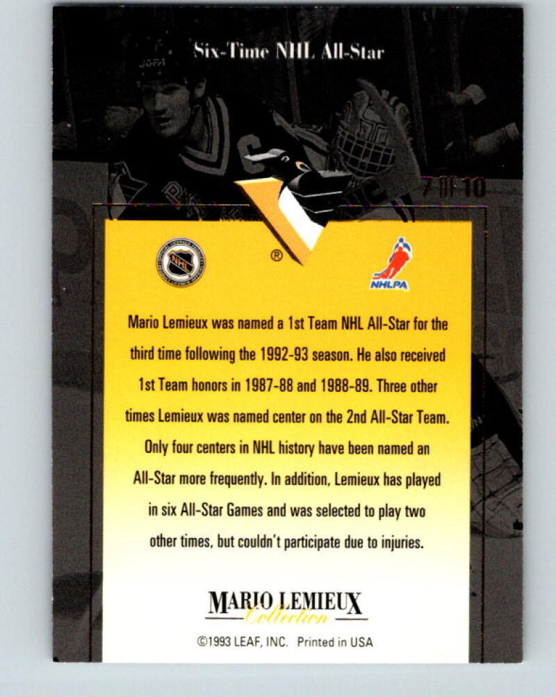 1993-94 Leaf Mario Lemieux #7 Mario Lemieux Pittsburgh Penguins V33400