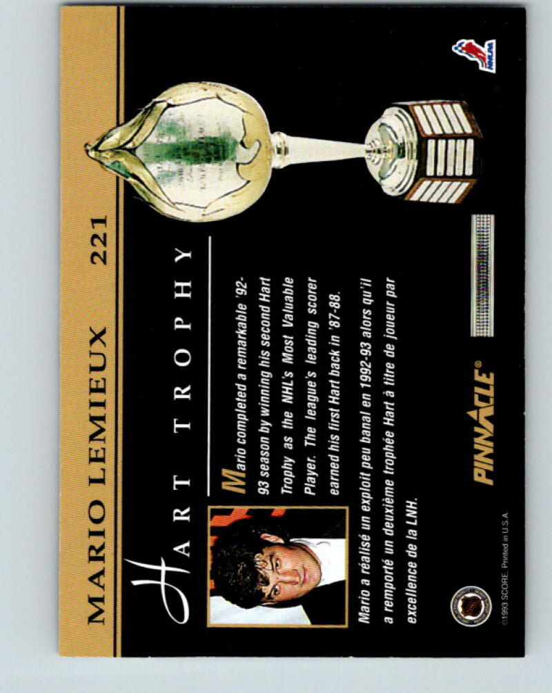 1993-94 Pinnacle #221 Mario Lemieux AW Pittsburgh Penguins V33406