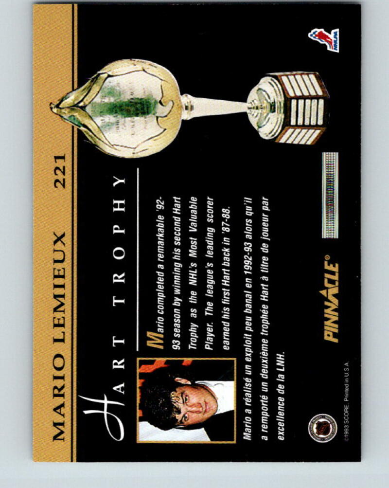 1993-94 Pinnacle #221 Mario Lemieux AW Pittsburgh Penguins V33407