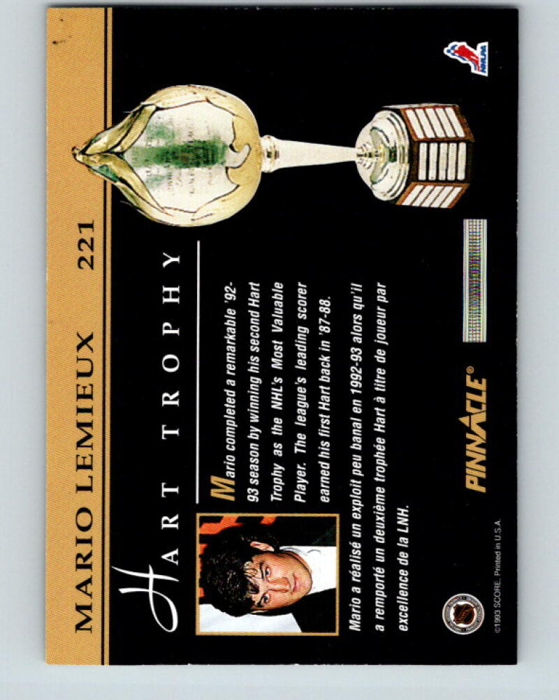 1993-94 Pinnacle #221 Mario Lemieux AW Pittsburgh Penguins V33409