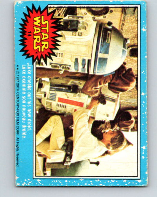 1977 OPC Star Wars #14 Luke checks out his new droid   V33598