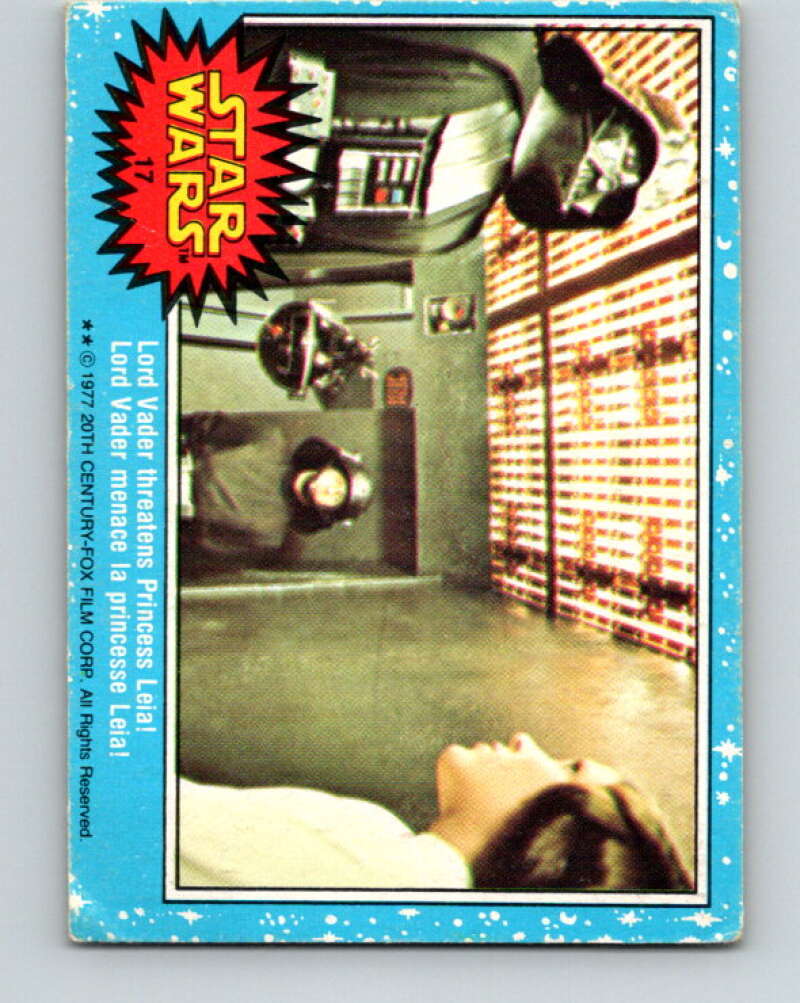 1977 OPC Star Wars #17 Lord Vader threatens Princess Leia!   V33616